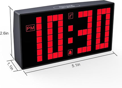 KWANWA Digital Alarm Clock with Auto-Dimmable LED Pixel Display, Weekend Alarm Mode, Plug-in Power with Battery Backup, DST Adjustment, Small Clock for Bedroom Desk (Red LED)