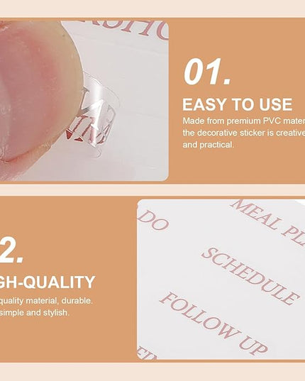 GALPADA 4 Sheets Rose Gold Foil English Phrase Stickers for Scrapbooking Journaling Monthly Planner Decoration Transparent Pet DIY Decals for Diaries and Photo Albums Creative Stationery