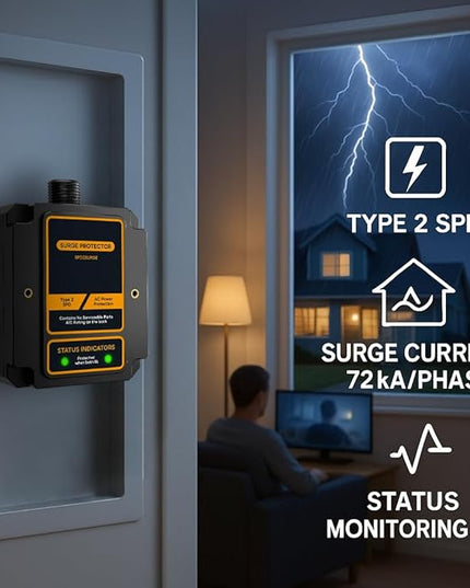 EVOSPD2SURGE Whole House Surge Protector for 72,000 Amps/Phase.1880 Joules (Total).Thermally Proteced Metal Oxide Varistors,120/240V