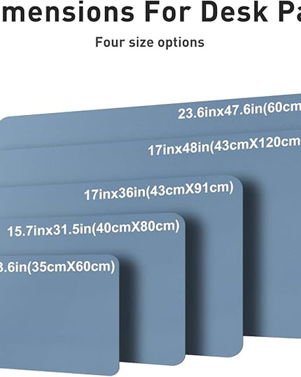 Aothia Faux Leather Desk Mat – Large Mouse Pad, Non-Slip PU Leather Blotter, Waterproof Writing Surface for Office and Home (Denim Blue, 47.2" x 23.6")