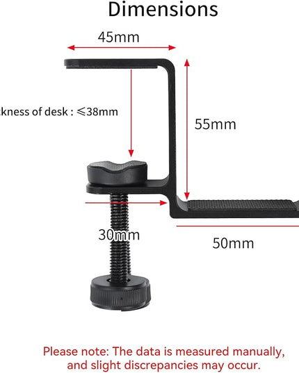 aceyoon Under Desk Headphone Hanger, Aluminum Headphone Stand,Headset Holder Space-Saving for Bag/Backpack/GamingHeadphone, Black