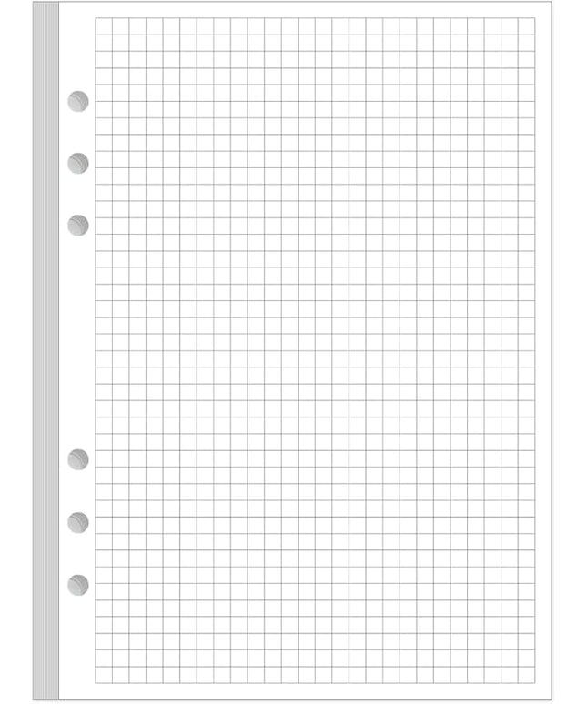 A5 Grid Refill Paper, 6-Hole Graph Paper, 100Sheets / 200Pages Loose-Leaf Grid Paper, 100gsm White Paper, 5.8" x 8.3 "