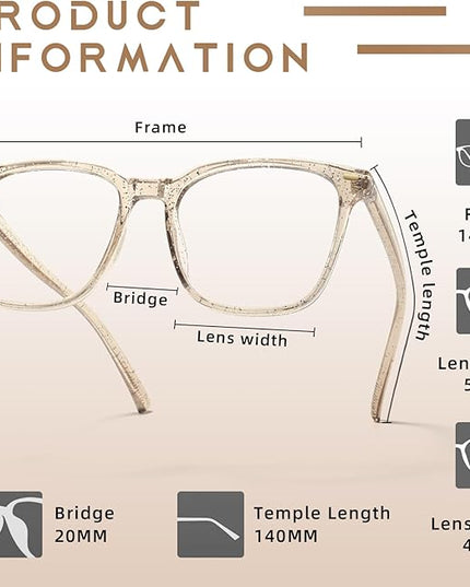 MACJERO Oversized Square Blue Light Blocking Glasses for Women Men, Anti-Fatigue Computer Monitor Gaming Glasses Reduce Eye Strain(Pearl Champagne)