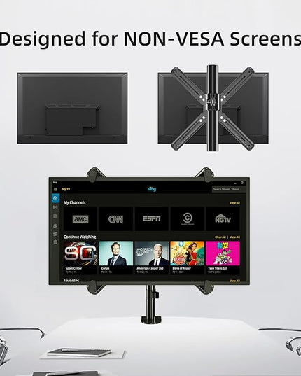 Non-VESA Single Monitor Arm Desk Mount with VESA Adapter Brackets, Holds Screens up to 27inches Without VESA Holes, Fully Adjustable Stand with C-Clamp, Grommet Base