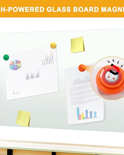 H-Qprobd White Board 24”x18“ Magnet Dry Erase Boards Frameless Magnetic Glass Whiteboard for Wall, Wall Mounted Whiteboard Includes 12 Magnets, 8 Markers and 2 Erasers