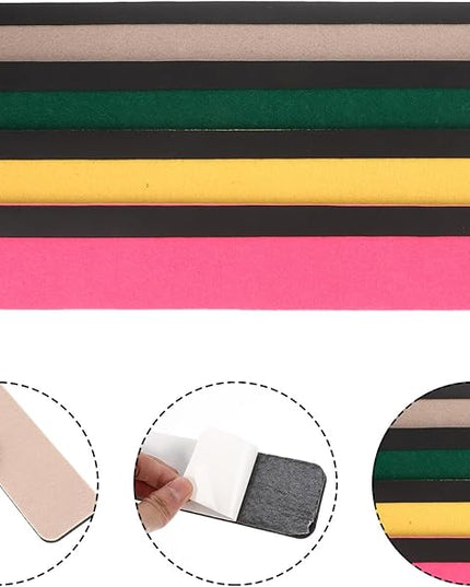 Magnetic Felt Bulletin Board Strip Set 4 Colors Yellow Pink Green Gray Pin Memo Wall Board for Office Classroom Home Organization