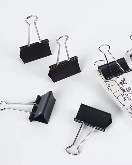 60 Pack Binder Clips Medium, 1.25 Inch/32mm Black Binder Paper Clips with Container,Big Paper Clamps for Office Supplies, Home, School,Business Document Organizing Paperwork (Black)