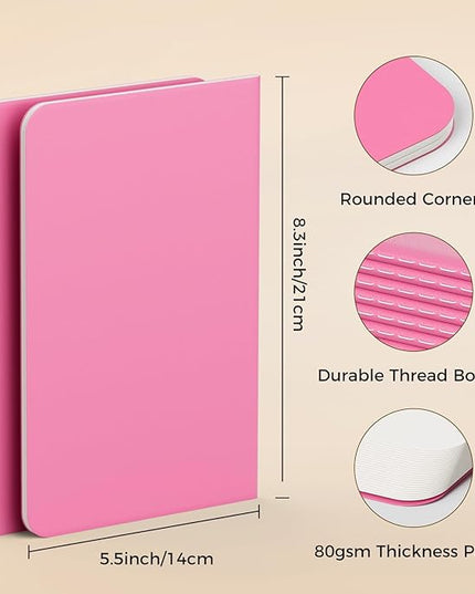 12 PCS Colorful Blank Notebook Journals Bulk, 60 Pages, 5.5 x8.3 inch, A5 Unlined Travel Journal Set for Travelers, Kids, Students and Office, Writing Drawing Sketchbook Diary Subject Notebooks