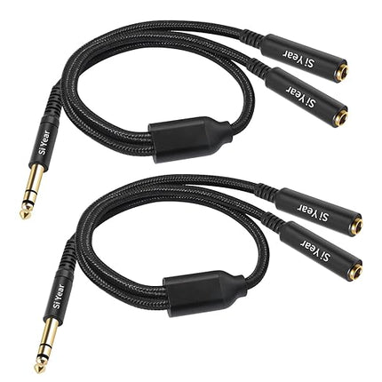 SiYear 1/4" Splitter Cable, 6.35mm TRS to Dual 1/4 inch Female Stereo Y Headphone Splitter Cable for Studio,DJ,Amplifier,Karaoke, Live Sound Systems etc(30cm /2PACK)