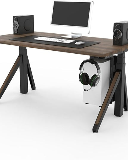 DEZCTOP Revon Elite Electric Standing Desk, 59" x 31.5" Large Work Surface, Height Adjustable (25.6"-51.2"), Sturdy Keel Frame, with Magnetic Modular System, Anti-Collision, Walnut for Home Office