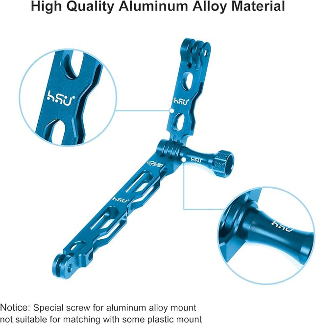 HSU (7 Pcs) All Aluminum Alloy Extension Arm Kit Metal Pole Mount Helmet Stick Extension Arm Mount for GoPro Hero 13/12/11/10/9/8/7/6/5 Black, DJI Osmo Action and More (11.8”/6.5”/3.3”) (Blue)