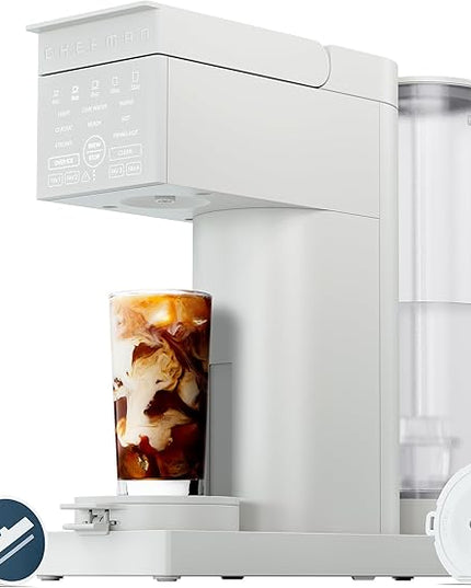 Chefman Caffeinator Single Serve Coffee Maker, Brew Kcups & Grounds, Drip Coffee Machine with Brew Strength Settings, Iced Coffee Function, 48 oz. Removable Water Reservoir