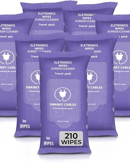 Screen Cleaner Wipes: Electronic Wipes for Screens - Computer Screen Wipes for Lens, Phone, Tv Screen and Monitor Cleaning - Tech Wipes & Microfiber Cloth (Soft Wipes, 210 Count)