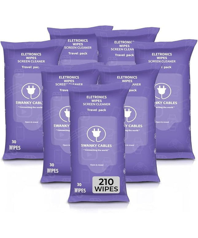 Screen Cleaner Wipes: Electronic Wipes for Screens - Computer Screen Wipes for Lens, Phone, Tv Screen and Monitor Cleaning - Tech Wipes & Microfiber Cloth (Soft Wipes, 210 Count)