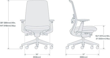 Haworth Soji Office Chair with Ergonomic Adjustments and Lumbar Support, Flexible Mesh Back (Carbon)
