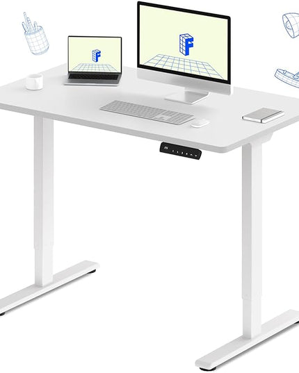 FLEXISPOT E3 Dual Motor Electric Standing Desk 48 x 30 Sit Stand Up Desk, Holds 220 lbs, Adjustable Height w/Memory Presets, One-Piece White Desktop & White Frame, Ships in 2 Boxes