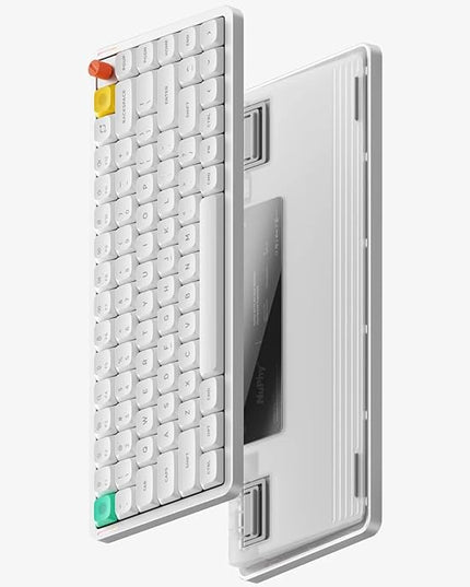 nuphy Air75 V3 Hot Swappable Wireless Mechanical Keyboard, 84 Keys 75% Custom Low Profile Keyboard with Knob, RGB Backlit, Gasket Mounted, Support Bluetooth/2.4GHz/USB-C,White-Red Nano