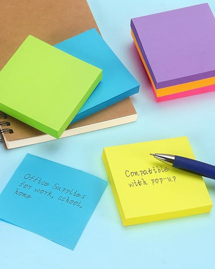 Early Buy Sticky Notes 6 Bright Color 12 Pads Self-Stick Notes 3 in x 3 in, 100 Sheets/Pad