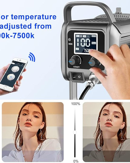 GVM 150W LED Video Light 2700K~7500K Video Light Photography Studio Light Kit with Lantern Softbox & Stand, CRI97+TLCI97 with 8 Lighting+Custom Effects for Outdoor Shoot YouTube Videos