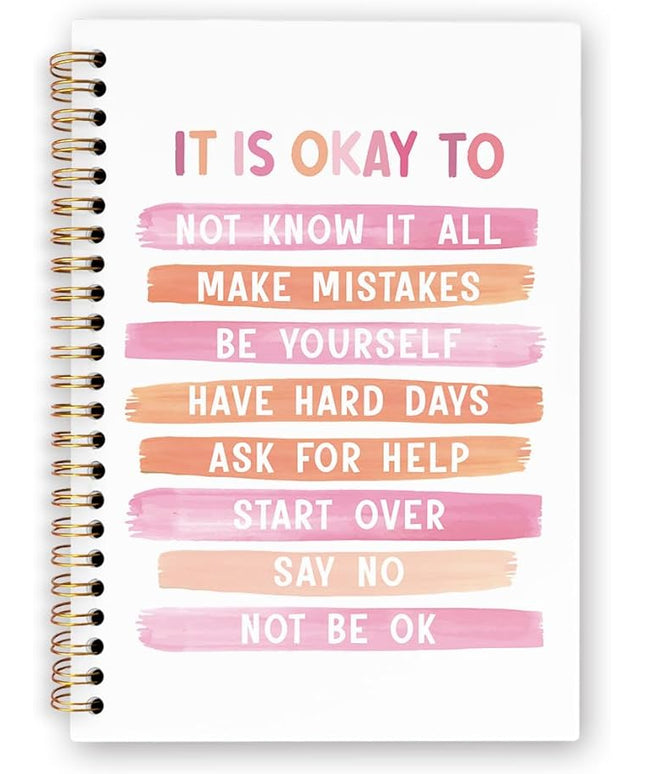 dvhdajed Pink Mental Health Spiral Notebook, It's Okay to Inspirational Journaling Notebooks, Pink Therapy Spiral Journal for Girls Women Girls, Mental Health Office School Supplies Gifts, 5.5x8.3 In