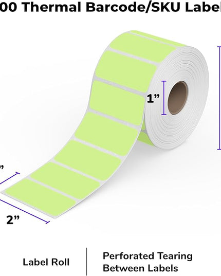 Rollo Direct Thermal 2x1 Sticker Labels - Roll of 1,000 Pink Thermal Labels - Multi-Purpose Thermal Printer Stickers