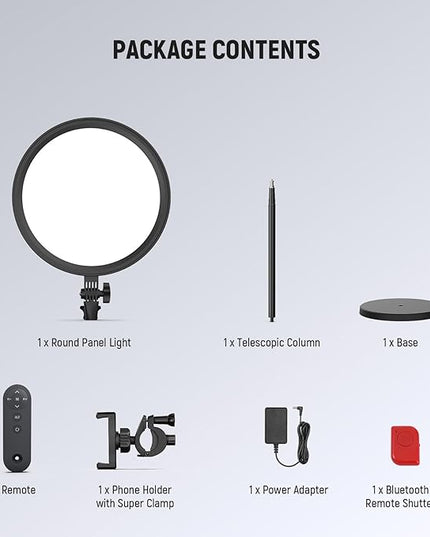 NEEWER Basics 12" 24W Large Ring Light with 68" Stand/Phone Holder/Remote for iPhone Video Recording Selfie Streaming Makeup Studio Photography, 3000K-6500K CRI98 Full Screen LED Panel Lighting, BR13