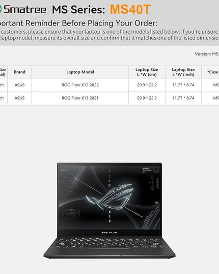 Smatree MS40T Hard EVA Protective Sleeve Case with Stand Compatible for 13.4 inch ASUS ROG Flow X13 2023/2022/2021 Waterproof Slim Sleeve Bag