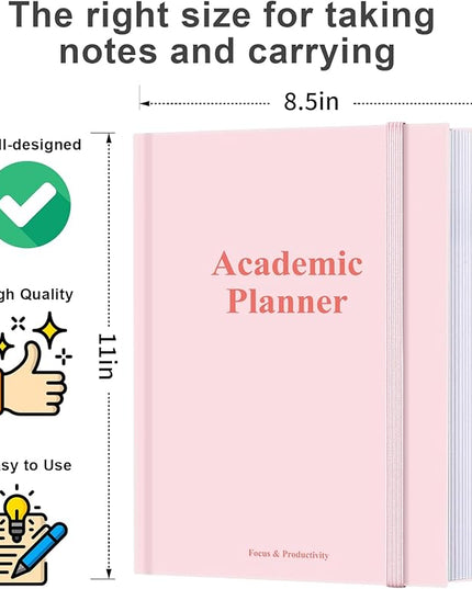 Academic Planner for 2026 or Anytime – 8.5" x 11" Undated Weekly Student Planner For Homeschool, High School, College & Nursing Students, 200 Pages, Pink