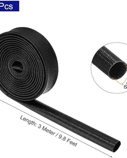 MECCANIXITY 5Pcs Wire Insulation Braid Fire Sleeve,9.8Ft-10mm ID Black, High Temp Silicone Coated Fiberglass Sleeving for Automotive Hose Lines Electrical Wiring