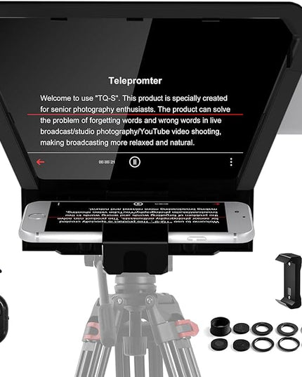 GVM Teleprompter Portable for iPad, Tablet, Smartphone & DSLR Cameras, Teleprompter Kit with Remote Control & Flexible Holder, teleprompter for Smartphone APP Compatible with iOS/Android