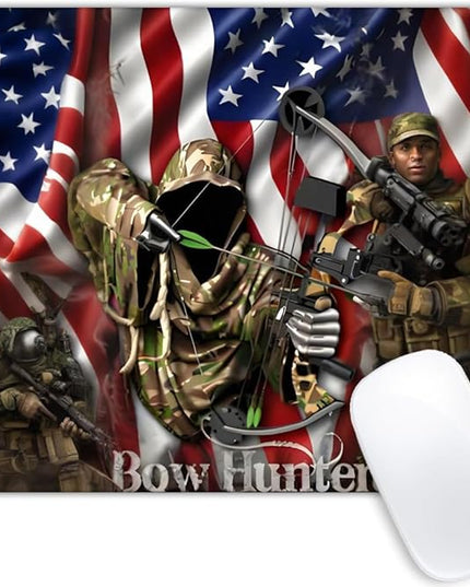 Bow Hunter American Flag Camo Mouse pad Customized Mousepad Non-Slip Rubber Base Mouse Pads for Computers Laptop Office Desk Accessories Mouse pad