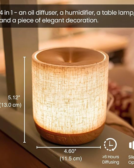 ZmarKraft Essential Oil Diffuser 200ml with Fabric Cover and Night Lamp | Ultrasonic Aroma Diffuser | Humidifier w Lights | Room Decor | Small Humidifier for Bedroom | Gift (Light Brown)