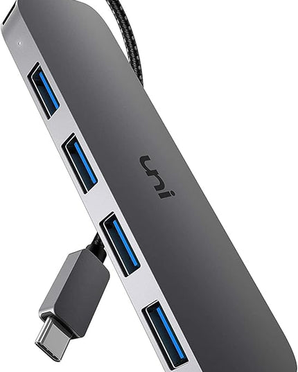 uni USB C to USB Hub Multiport Adapter, Aluminum 4 Ports USB C Splitter for Laptop, Slim Thunderbolt 3/4 Data USB Hub Compatible for MacBook Pro/Air, iPad Pro, Dell, Chromebook | Keyboard, Mouse, HDD