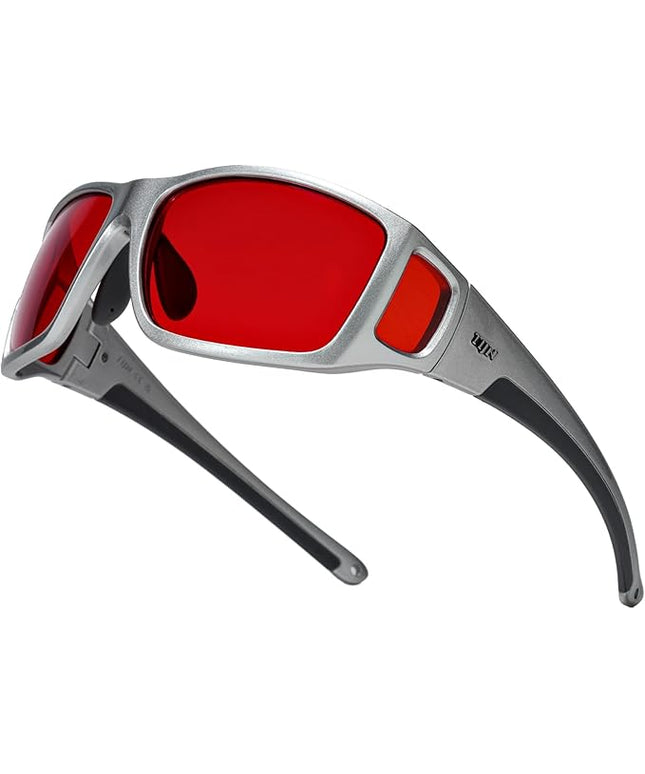 TIJN Sonia Sleep Glasses for Blue & Green Light Blocking,Red Lens with Dual AR Coating,Wraparound Frame for Gaming Screen