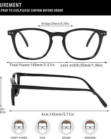 Henotin 3 Pack Blue Light Blocking Reading Glasses,Spring Hinge Computer Readers for Men Women,Anti UV Ray Filter Eyeglasses (3 Pairs, 1.75)