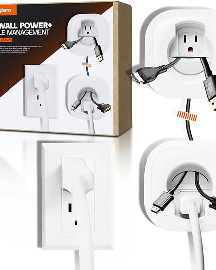 in-Wall Cable Management Kit – Includes Power & Low Voltage Cable Management – Hide Wires Easily with Prewired Design & Hole Saw Drill Attachment for Quick Installation