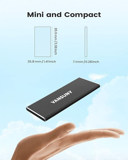 Vansuny 1TB Portable External SSD, USB 3.1 Gen2 500MB/s High-Speed Data Transfer, Metal USB C Mini Portable External Solid State Drive for PC, Laptop, Phones and More
