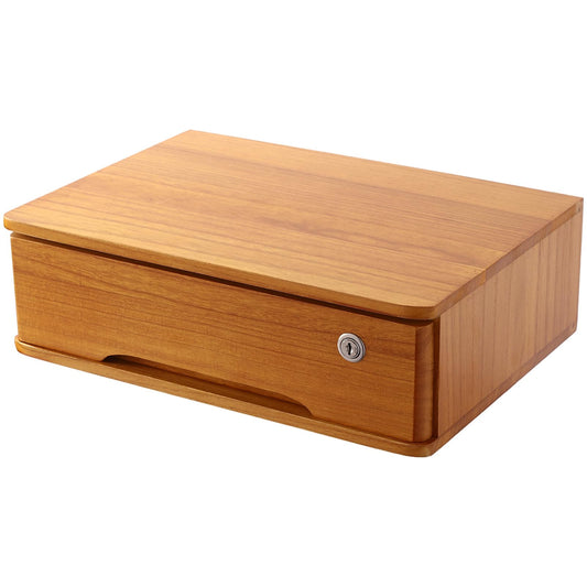 iSamLam Wood Desk Organizer with Drawers, Lockable Desktop Countertop Storage Cabinet for Home Office Supplies File Tabletop Organizing Unit (Brown)