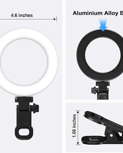 Ring Light Clip on Laptop Monitor, Webcam Light 10 Brightness Level Video Conference Lighting for Remote Working/Zoom Calls/Self Broadcasting/Live Streaming/Video Recording/TikTok