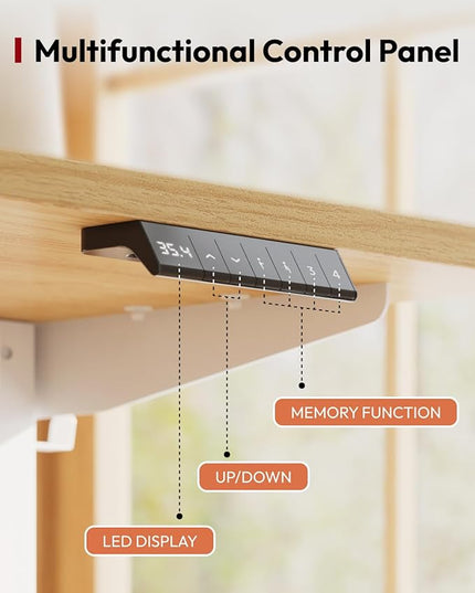 SANODESK Standing Desk Height Adjustable Electric Stand up Desk 63x24 Inches Sit Stand Home Office with Splice Board, White Frame/Maple Top