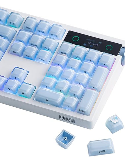 EPOMAKER Lusterfly Jelly Keycaps Set - 123 Keys Double-Shot Laser Engraved, MDA Profile, ABS+PC, Non-Shine-Through, MX-Compatible for 61/68/84/87/98/100/104-Key Mechanical Keyboard (Blue)
