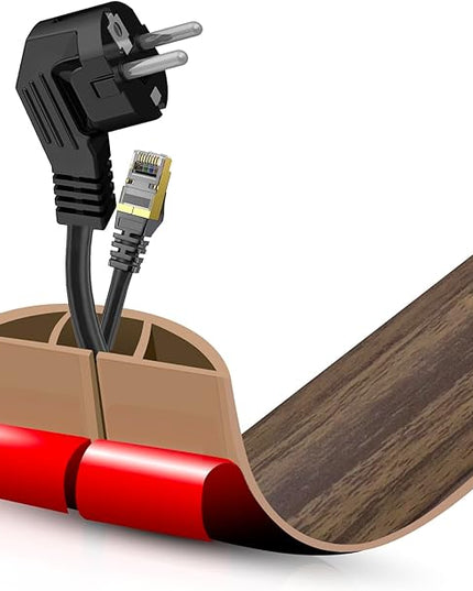Floor Cord Cover Self Adhesive Cord Hider,3.3FT Cable Management, Extension Strip Protector for Wires, Prevent Cable Trips for Offices, Gyms, Exhibitions Cavity:0.47"(W) x 0.35"(H) Wood Walnut
