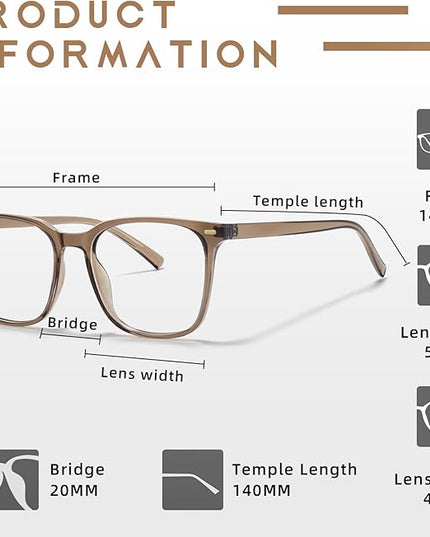 MACJERO Oversized Square Blue Light Blocking Glasses for Women Men, Anti-Fatigue Computer Monitor Gaming Glasses Reduce Eye Strain(Brown)