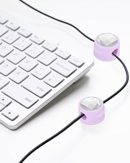 PATIKIL Cable Organizer Holder, 12 Pcs Magnetic Spring Desk Cable Management Clips Adhesive Cord Holder Keeper for Office Desktop Wall Car, Purple