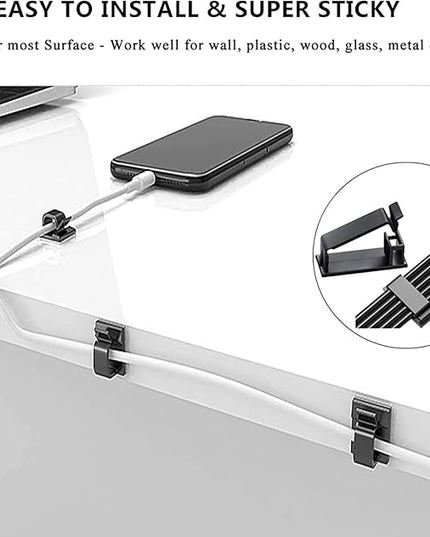N NOROCME 192 PCS Cable Management Kit 4 Wire Organizer Sleeve,11 Cable Holder,35Cord Clips 10+2 Roll Cable Organizer Straps and 100 Fastening Cable Ties for Computer TV Under Desk, black,clear