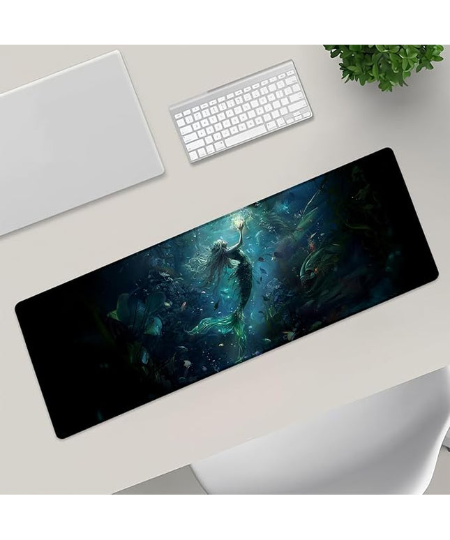 Mystical Mermaid Extra Large Gaming Mouse Pad, Desk Mat, Non-Slip Rubber Base, MousePads for School, Work, Home Accessories Decor Gifts 31.5" x 11.8"