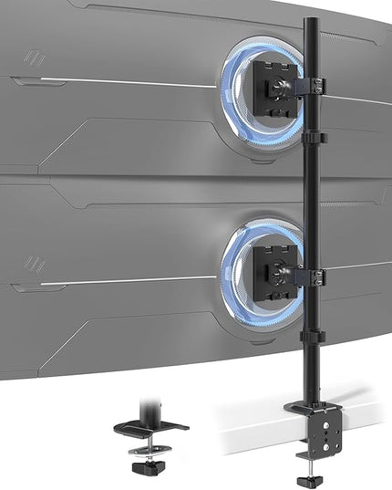 Heavy Duty Dual Monitor-Arm for 17-49'' - Double Vertically Stacked Monitor Mount, Extra Tall Ultrawide Desk Stand Holds up to 44 lbs per Screen, Vesa 75/100, Black