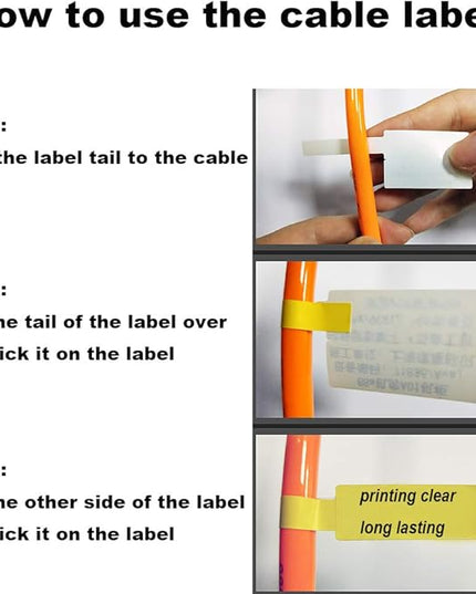 Phomemo D30 Label Maker Tape Cable Wire Label Tape, Black Print on White Sticker, 12.5mm x 74mm+35mm (3/8" x2 7/8"+1 3/8) Self-Adhesive Thermal Label Tape, 65 Tapes/Roll, 3-Roll