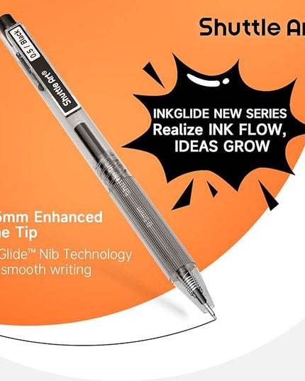 Shuttle Art Black Gel Pens, Ink Glide Series 90 Pack Retractable 0.5mm Fine Point Rollerball Gel Ink Pens Bulk Set Quick Drying Smooth Writing with Grip for Journaling Note Taking Office School Home