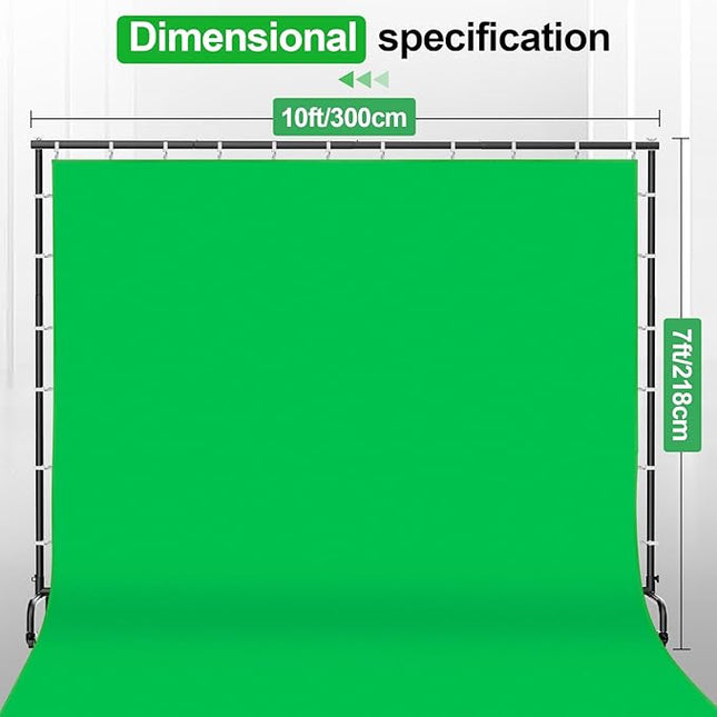 EMART 7x10ft Green Screen Backdrop Kit with Movable Stand, Large 9.5x9.5ft Photography Greenscreen Background Adjustable Frame with Wheels for Photo Shoot, Live Streaming, Video Recording